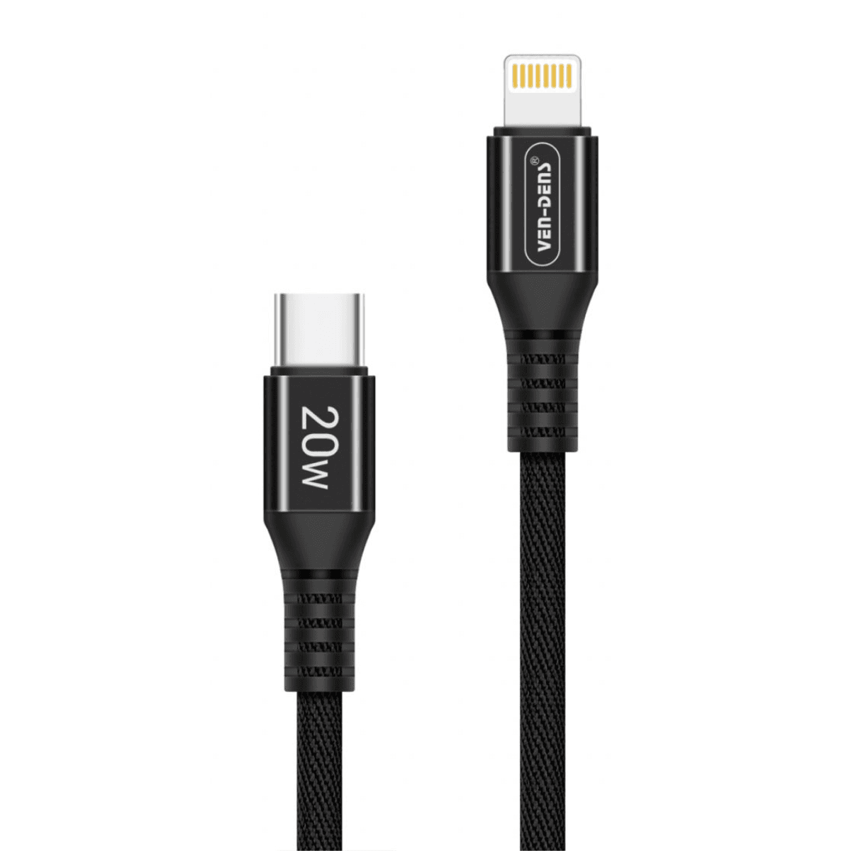 Type-C to Lightning Charging Cable (20W, 1.5m, Black, Nylon) | Apple MFi Certified & Fast PD Charge | VD-0322 - Image 1