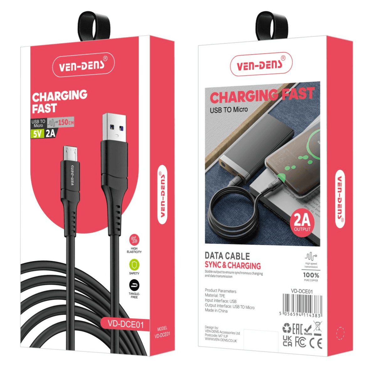 Data Sync & Fast Charging USB A to Micro USB Cable – Durable and Safe | VD-DCE01 - Image 2