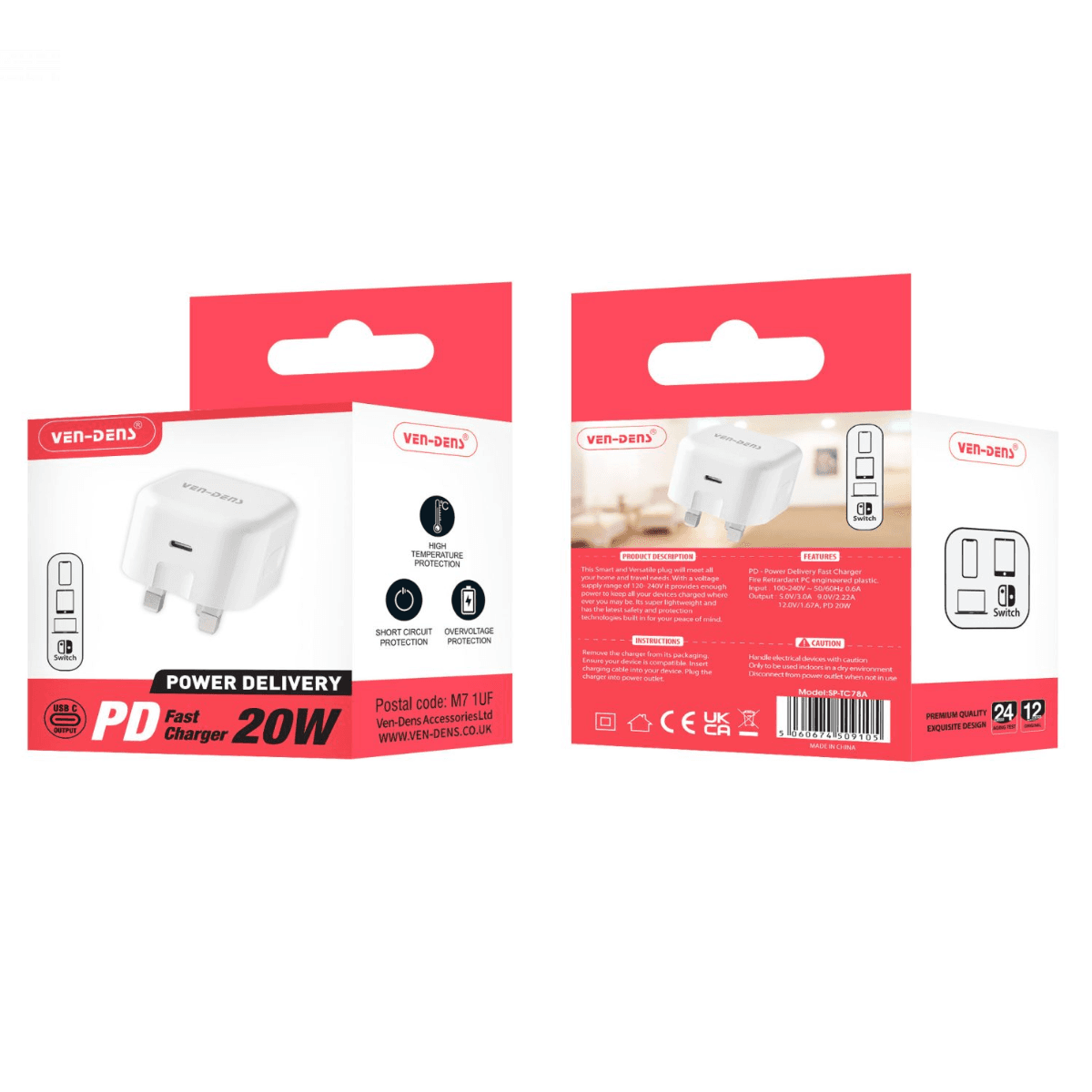 PD 20W Fast Charger Wall Plug (Black) – Compact, Safe, and Travel-Friendly | SP-TC78A-BLACK - Image 2