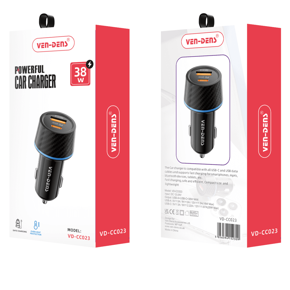 38W Dual Port Powerful Car Charger – Efficient, Safe, and Universal | VD-CC023 - Image 2