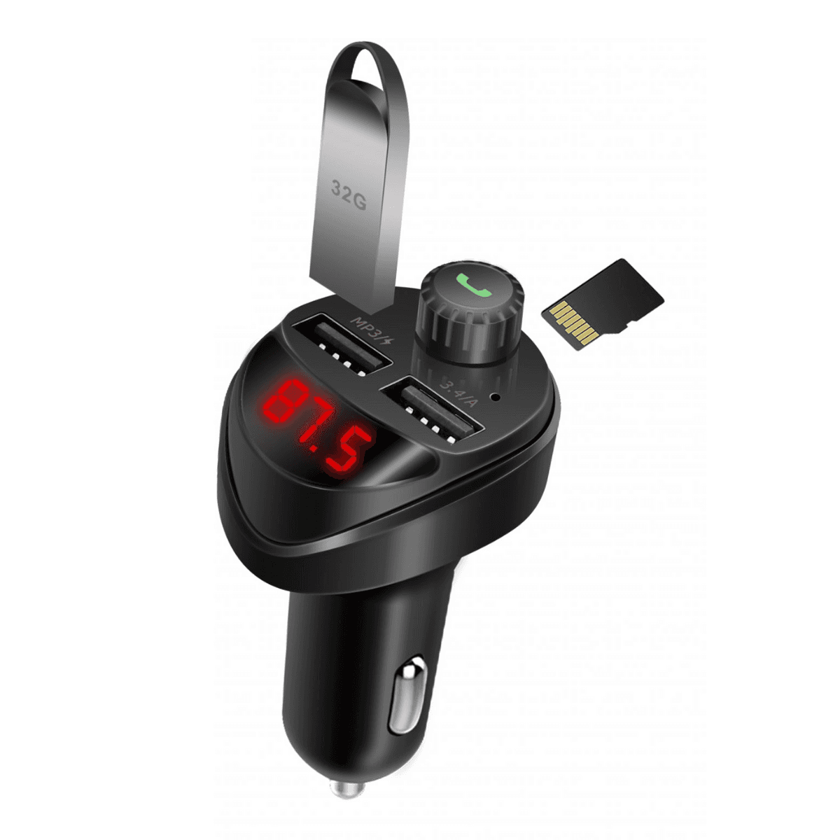 Car Charger and Bluetooth FM Player with 2 USB and TF Port – Music, Hands-Free Calling, and Charging | VD-002 - Image 1