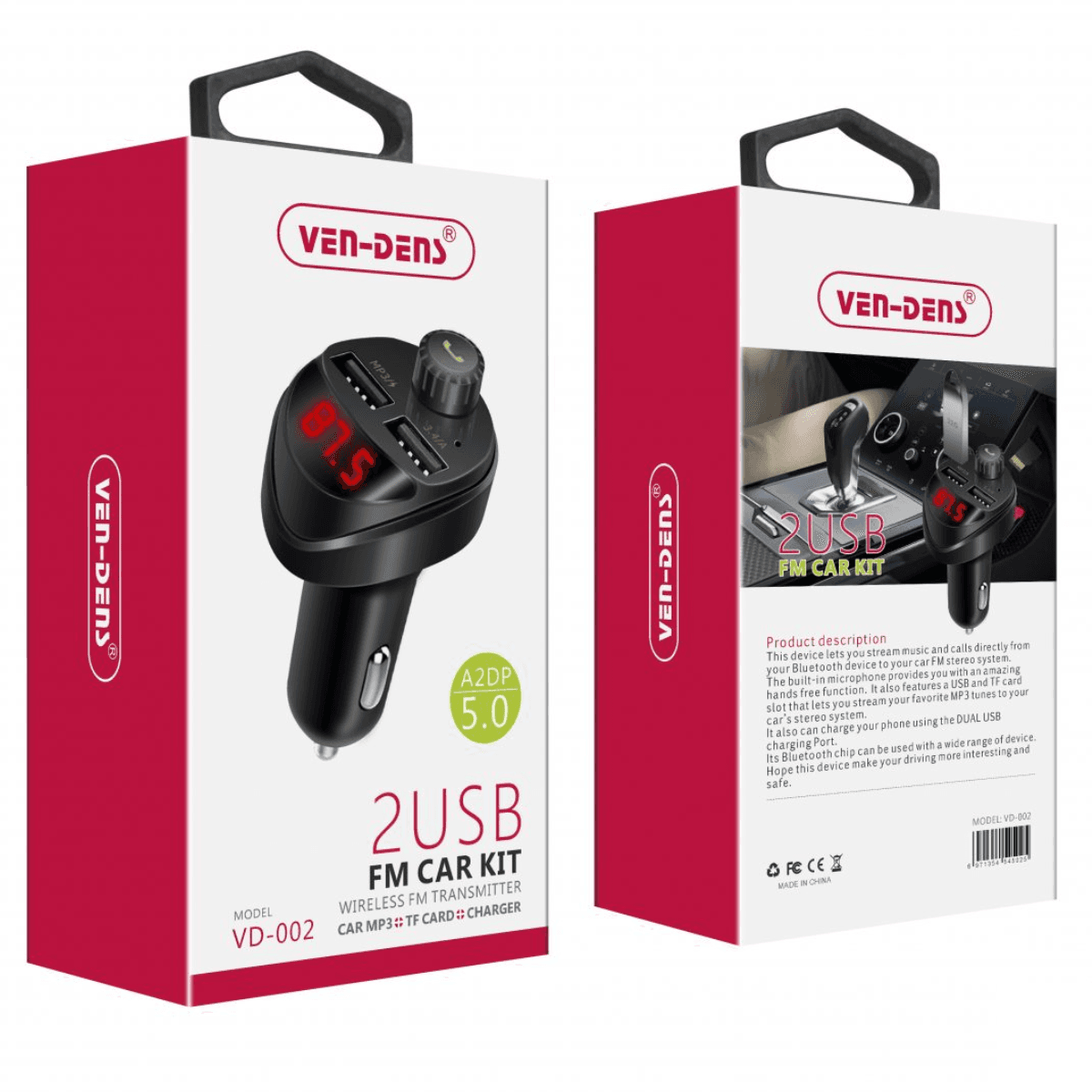 Car Charger and Bluetooth FM Player with 2 USB and TF Port – Music, Hands-Free Calling, and Charging | VD-002 - Image 2