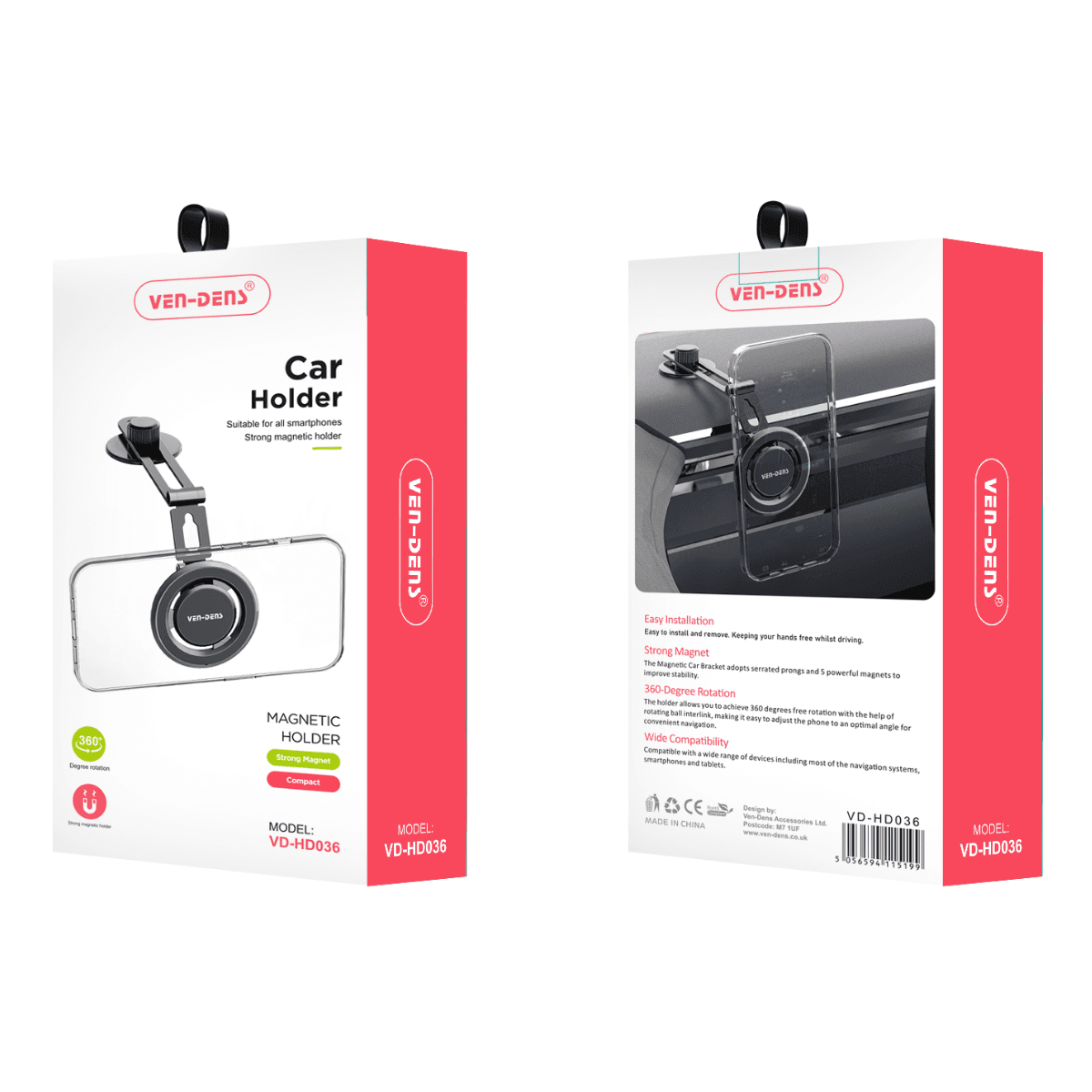 Magnetic Car Holder – 360° Rotation for Secure & Hands-Free Driving | VD-HD036 - Image 2