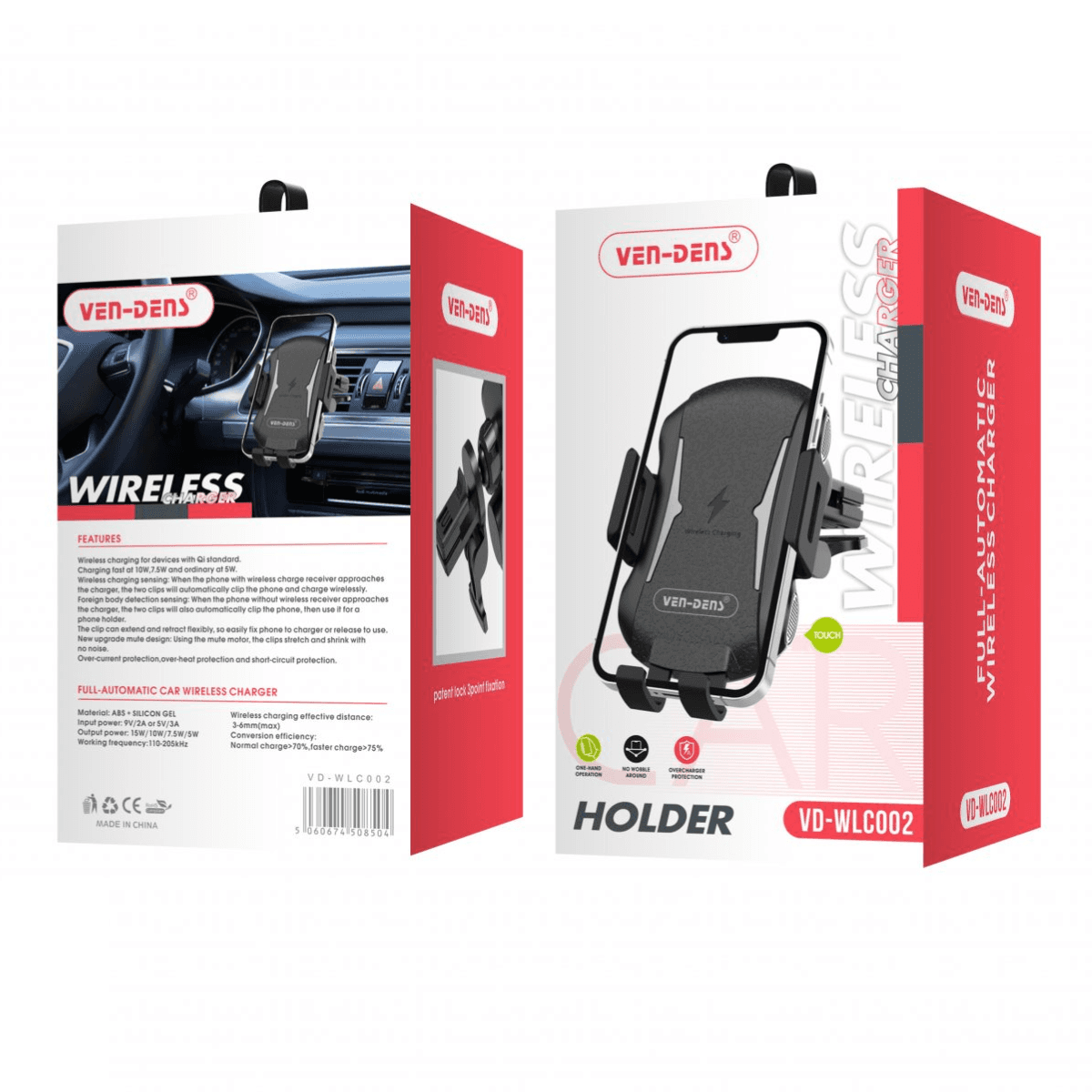 Car Phone Holder with Wireless Charger – 15W Fast Charging & Auto Clamping | VD-WLC002 - Image 2