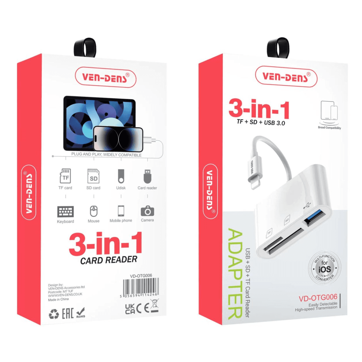 3-in-1 Card Reader Adapter – USB + SD + TF for Seamless Data Transfer | VD-OTG006 - Image 2