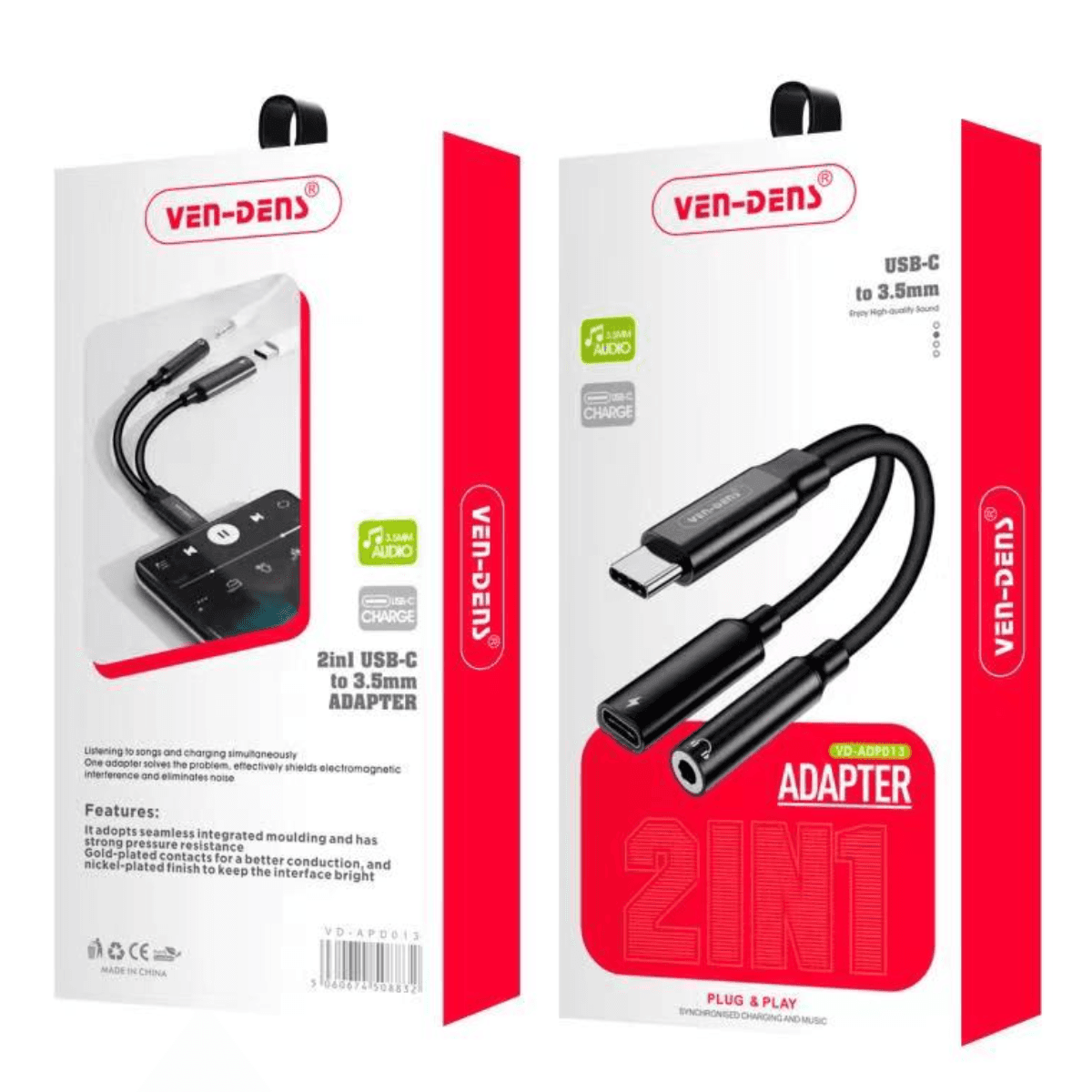 USB-C to 3.5mm Headphone Adapter and Charger – Fast Charging & Audio Support | VD-ADP013 - Image 2
