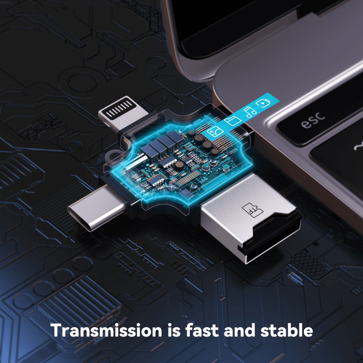 4 In 1 Mini USB OTG To USB 2.0 & USB C Adapter | VD-CR001 - Image 2
