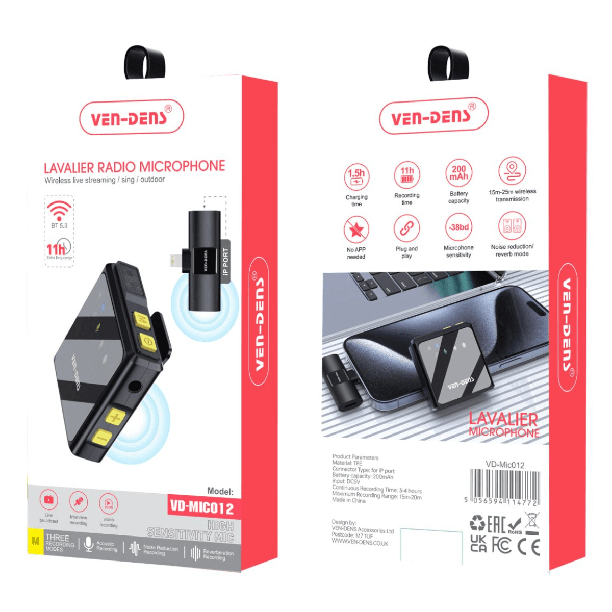 Wireless Microphone Lightning Plug - Extra Long Range | VD-MIC012 - Image 2