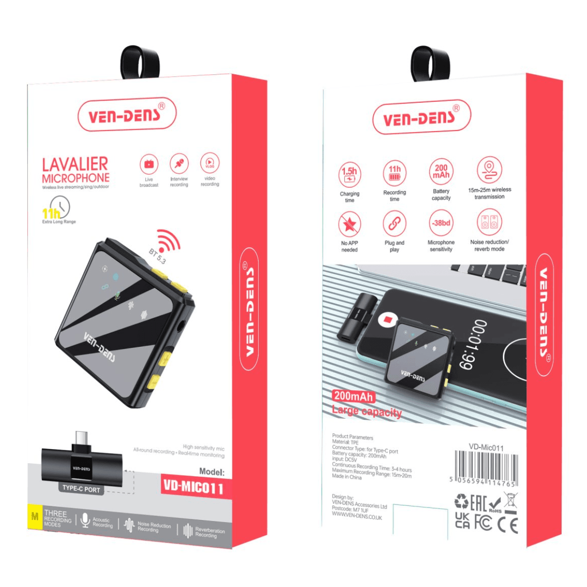 Wireless Microphone Type-C Plug - Extra Long Range | VD-MIC011 - Image 2