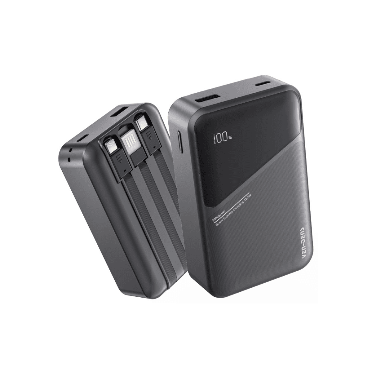 Power Bank 20000mAh 22.5W Wireless – 3-in-1 Built-in Charging Cables | VD-PB035 - Image 1