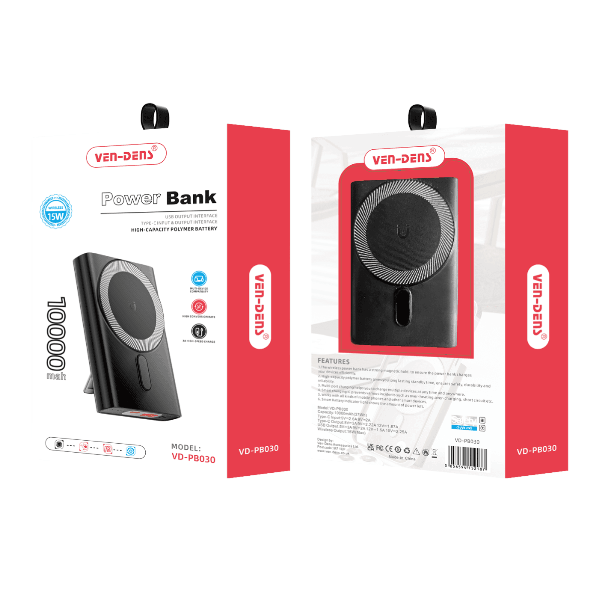 Power Bank 10000mAh 15W Wireless Charging with Stand – Fast & Portable | VD-PB030 - Image 2