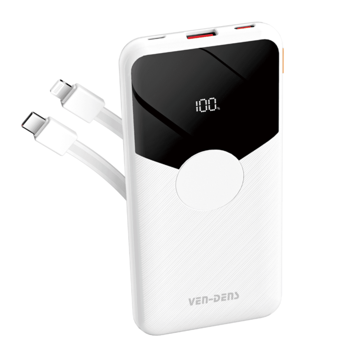 Power Bank 10000mAh 22.5W/20W – LED Display with Built-in Type-C & iPhone Cables | VD-PB024 - Image 1