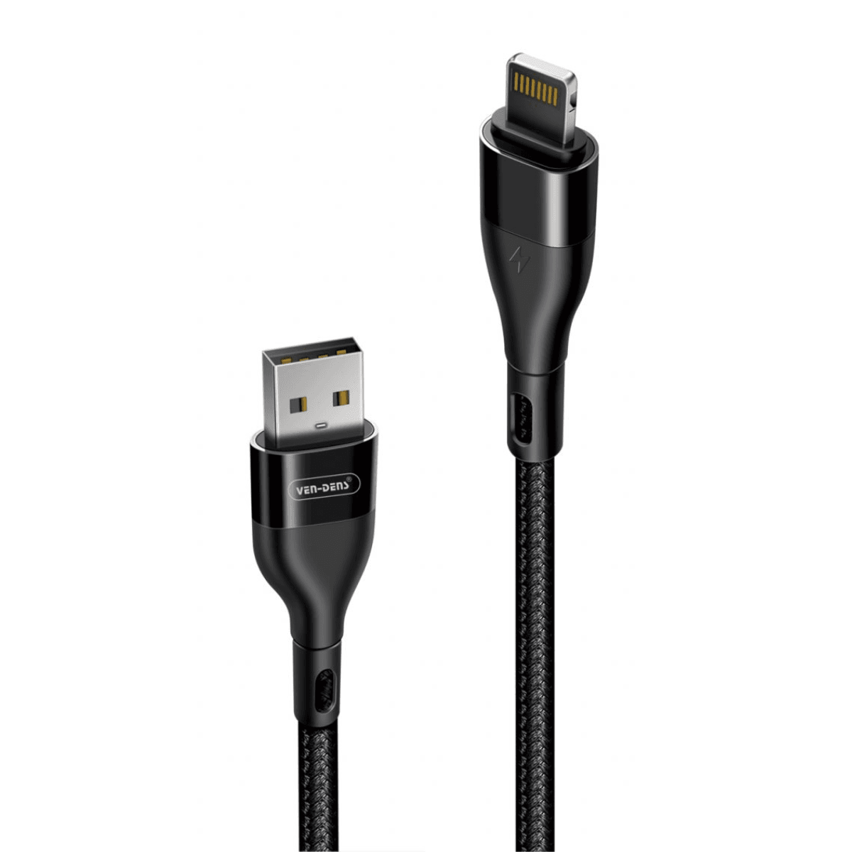 USB to Lightning Charging Cable (2A, Nylon, 1.5m, Black) | Safe & Durable | VD-0314 - Main view