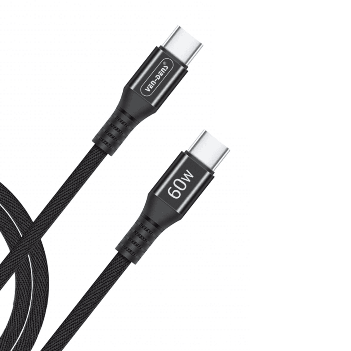 60W Type-C to Type-C Charging Cable (1.5 Meter, Black) – Nylon Braided, Durable, and Fast |  VD-DC0019 - Main view