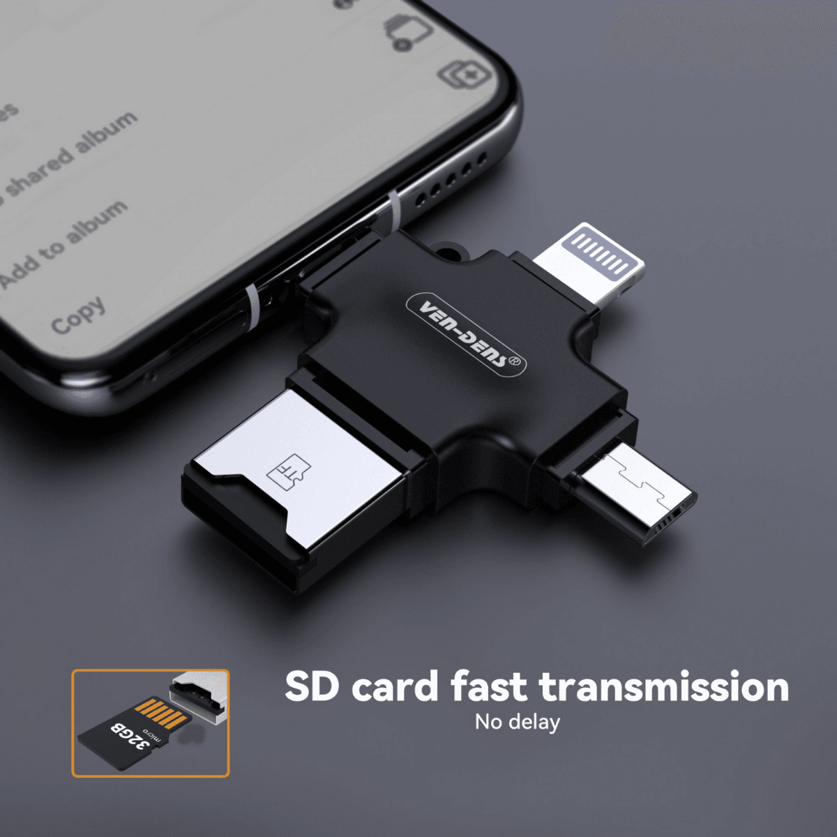4 In 1 Mini USB OTG To USB 2.0 & USB C Adapter | VD-CR001 - Main view