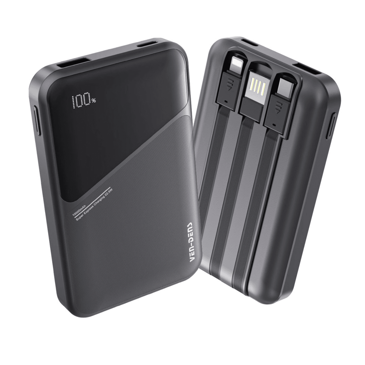 Power Bank 10000mAh 22.5W Wireless – 3-in-1 Built-in Charging Cables | VD-PB034 - Main view